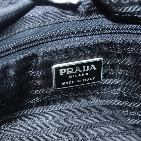 PRADA Hand Bag Nylon Black Silver Auth - Picture 13 of 16